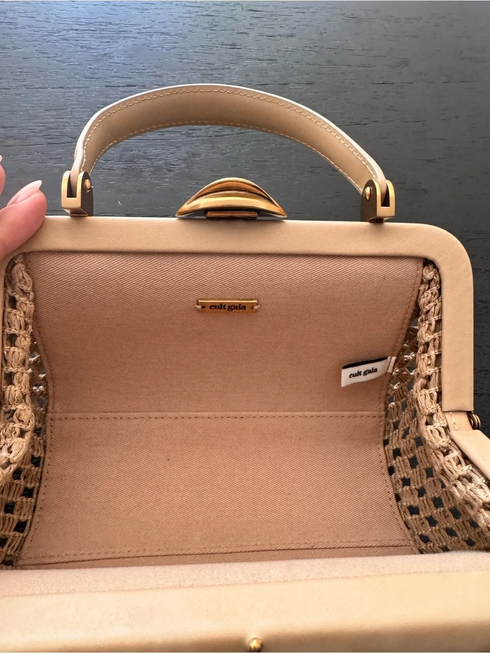 NWT Cult Gaia Woven Straw Bag in Beige